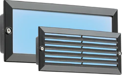 230V IP54 5W Blue LED Recessed Brick Light - Black Fascia BLED5BB
