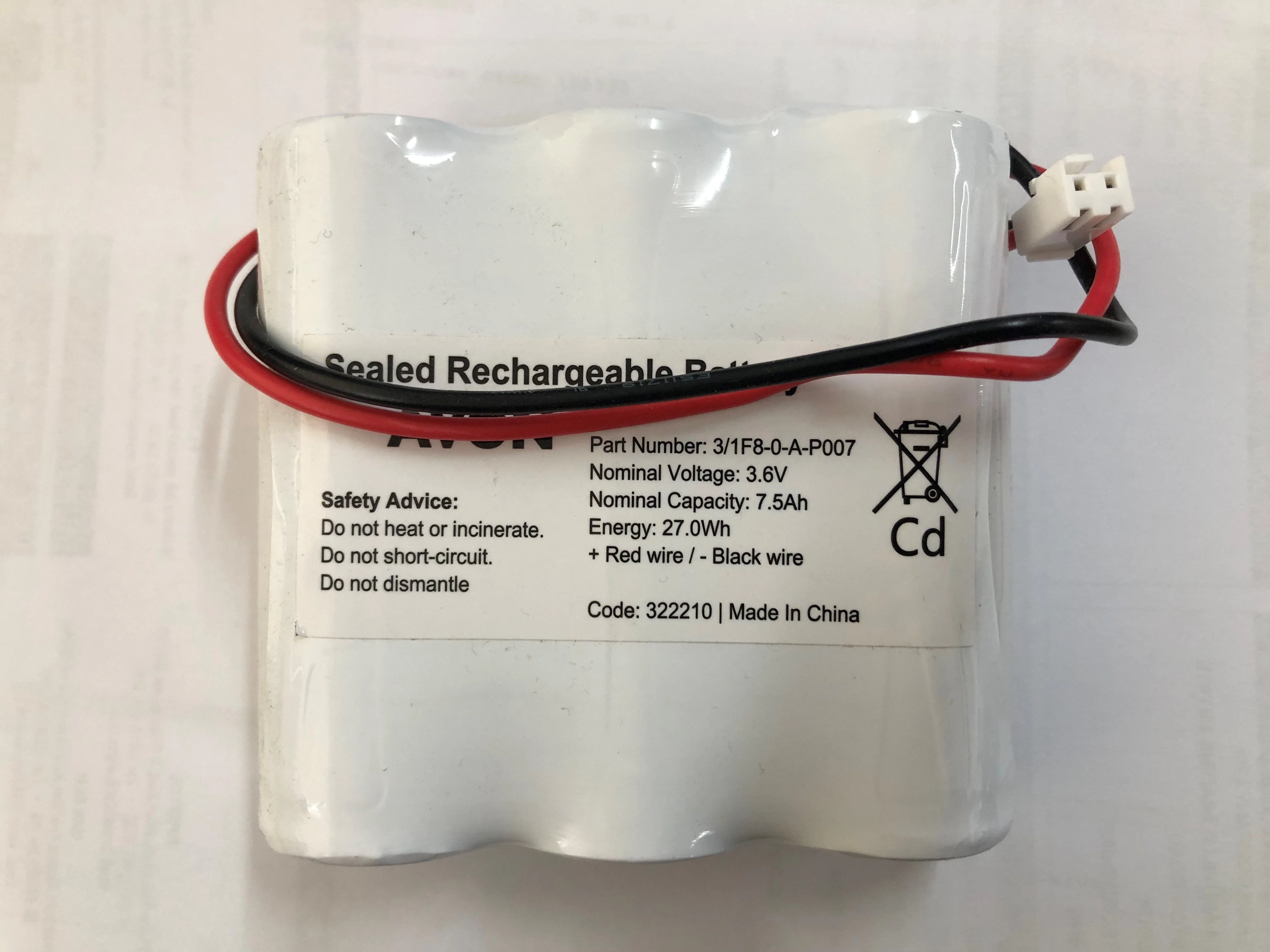 3/1F8-0-A-P007 NICD BATT PACK 3.6V 7500MAH P007