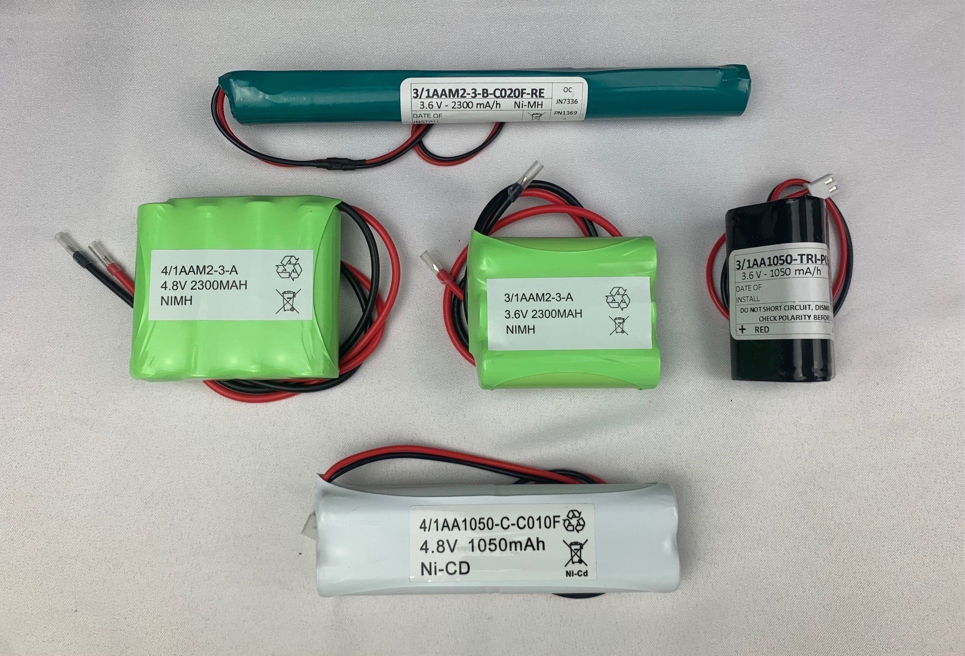 AA Emergency Batteries  Ni-CD Ni-MH  1050MA 1800Ma 2300Ma