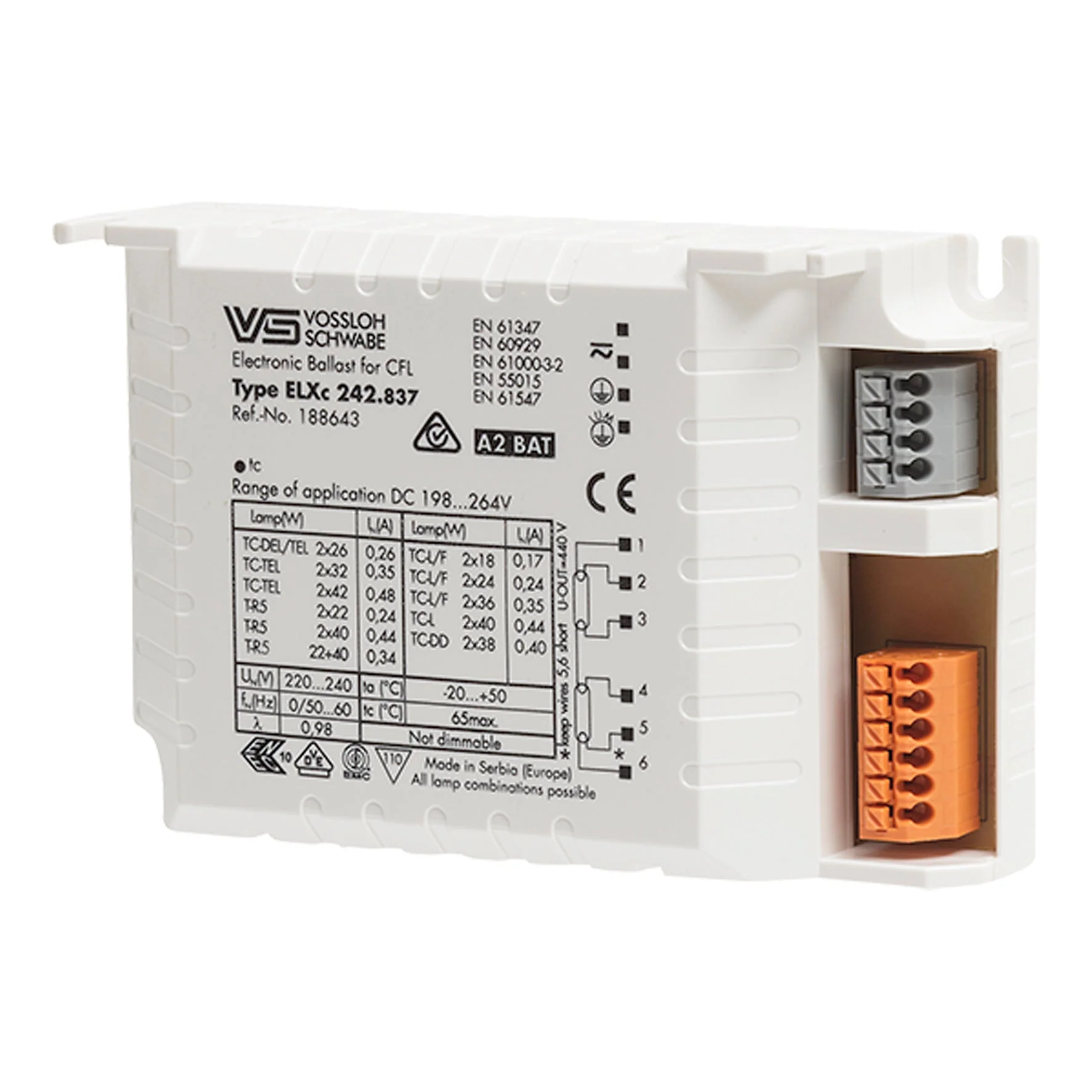 Bailey 140160 - VS ELXc242.837 Electronic Ballast 220-240V K3
