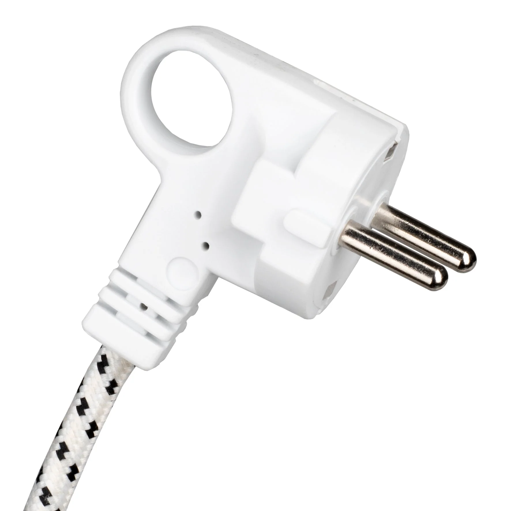 Bailey - 141400 - Textile Cable 3C 3M White/Black + Plug