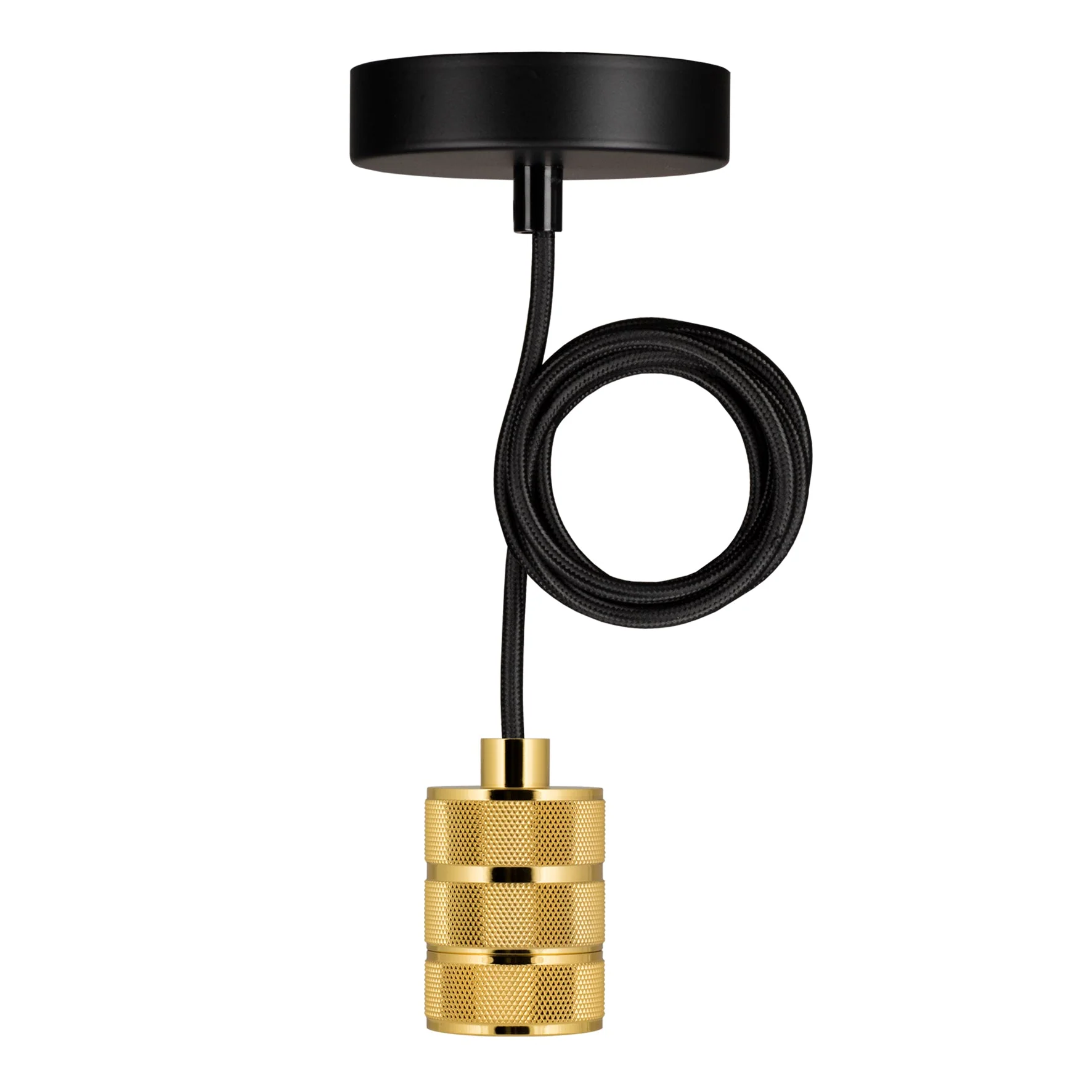 Bailey - 141472 - Pendant Riga E27 Gold 1.5M 2C Black