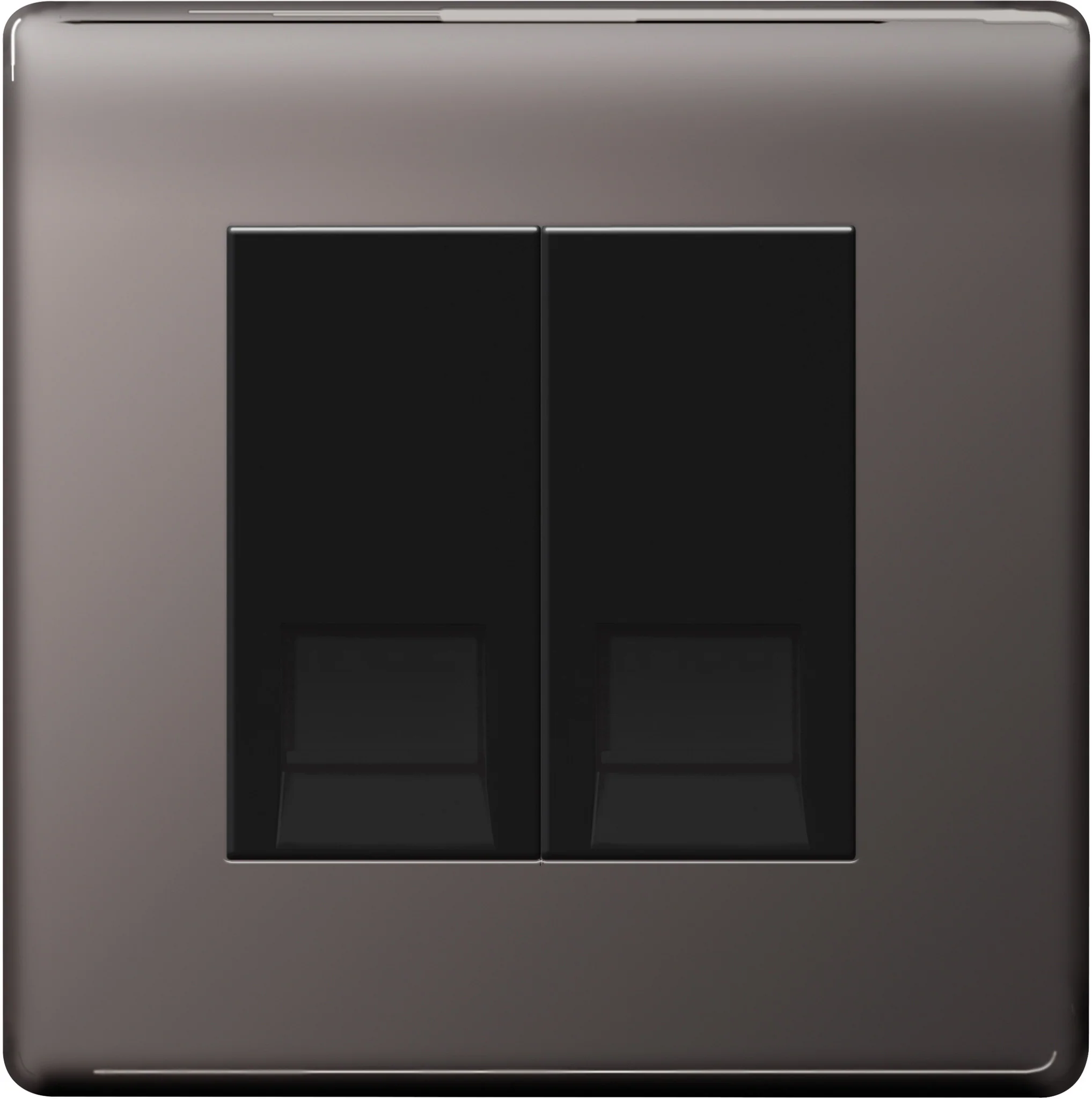 BG Nexus FBNRJ112 Screwless Flat Plate Black Nickel RJ11 Socket 2 Gang