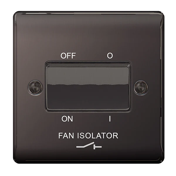 BG Nexus NBN15 Black Nickel 10AX Plate Switch Fan Isolator 3 Pole