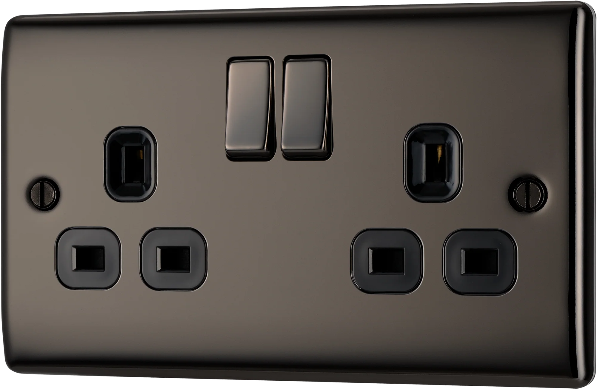 BG Nexus NBN22B 2 Gang Black Nickel Switched Plug Socket 13 Amp - Image 3