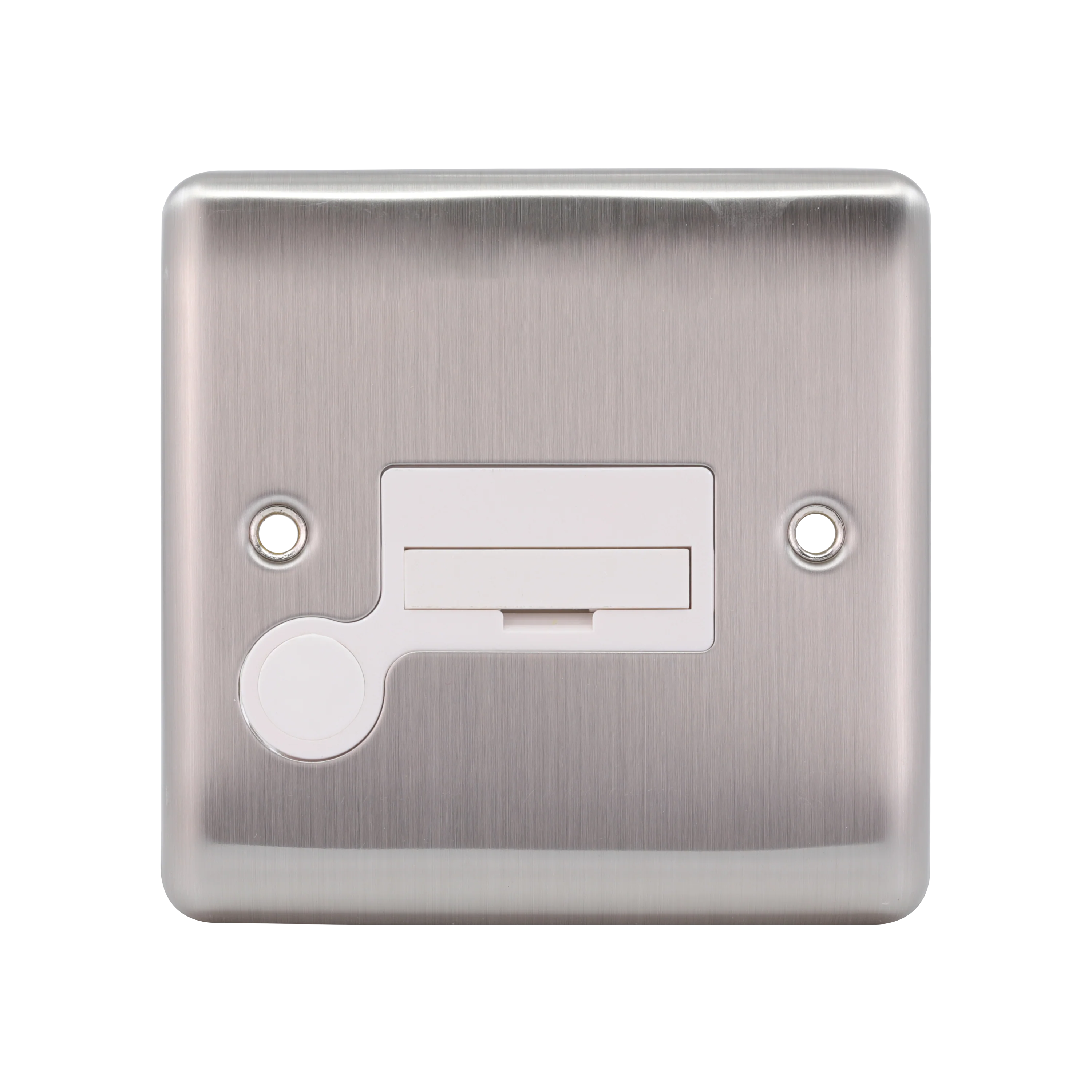 Caradok 13A Unswitched Spur + FO Brushed Chrome White Insert