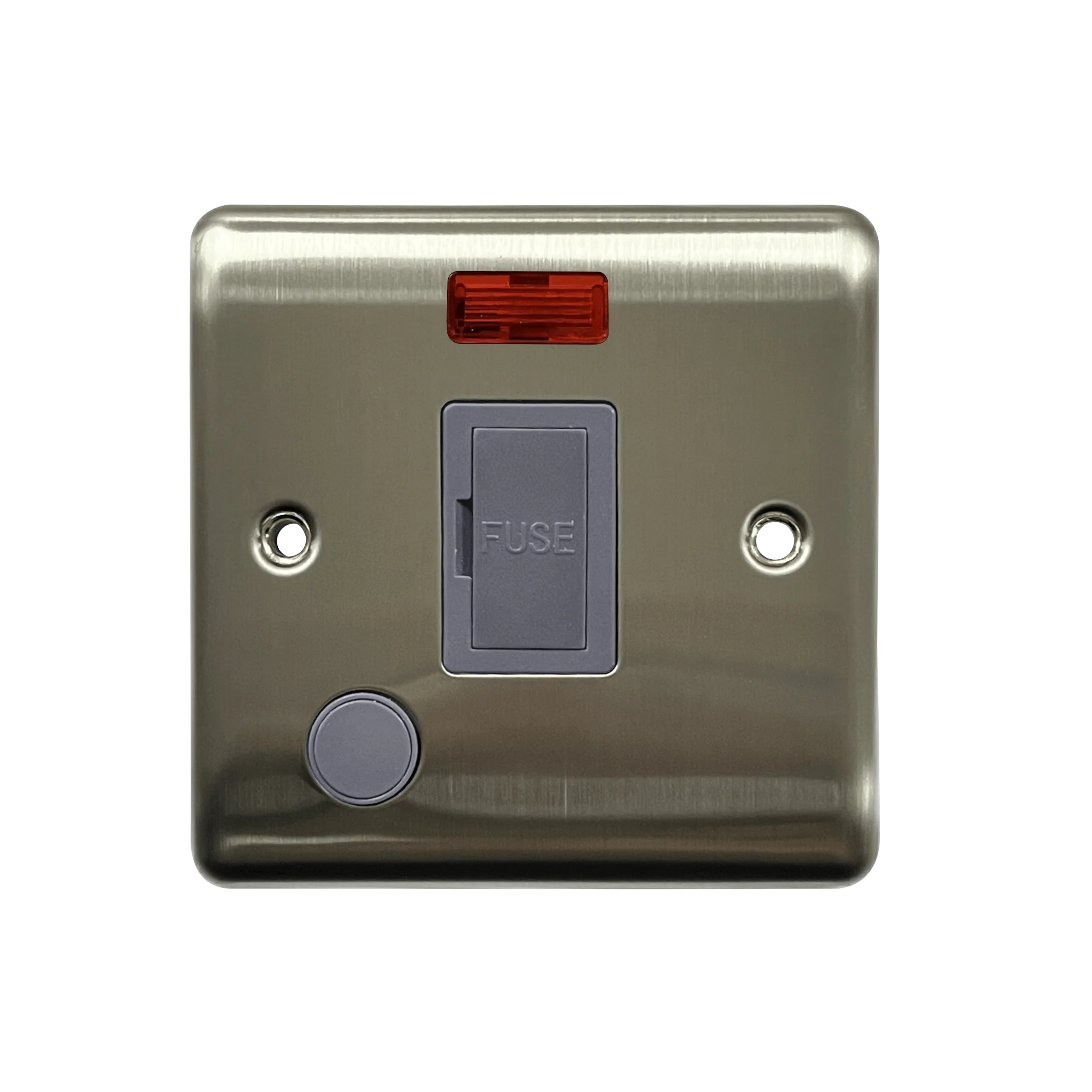 Caradok 13A Unswitched Spur c/w Neon + FO Brushed Chrome Grey Insert