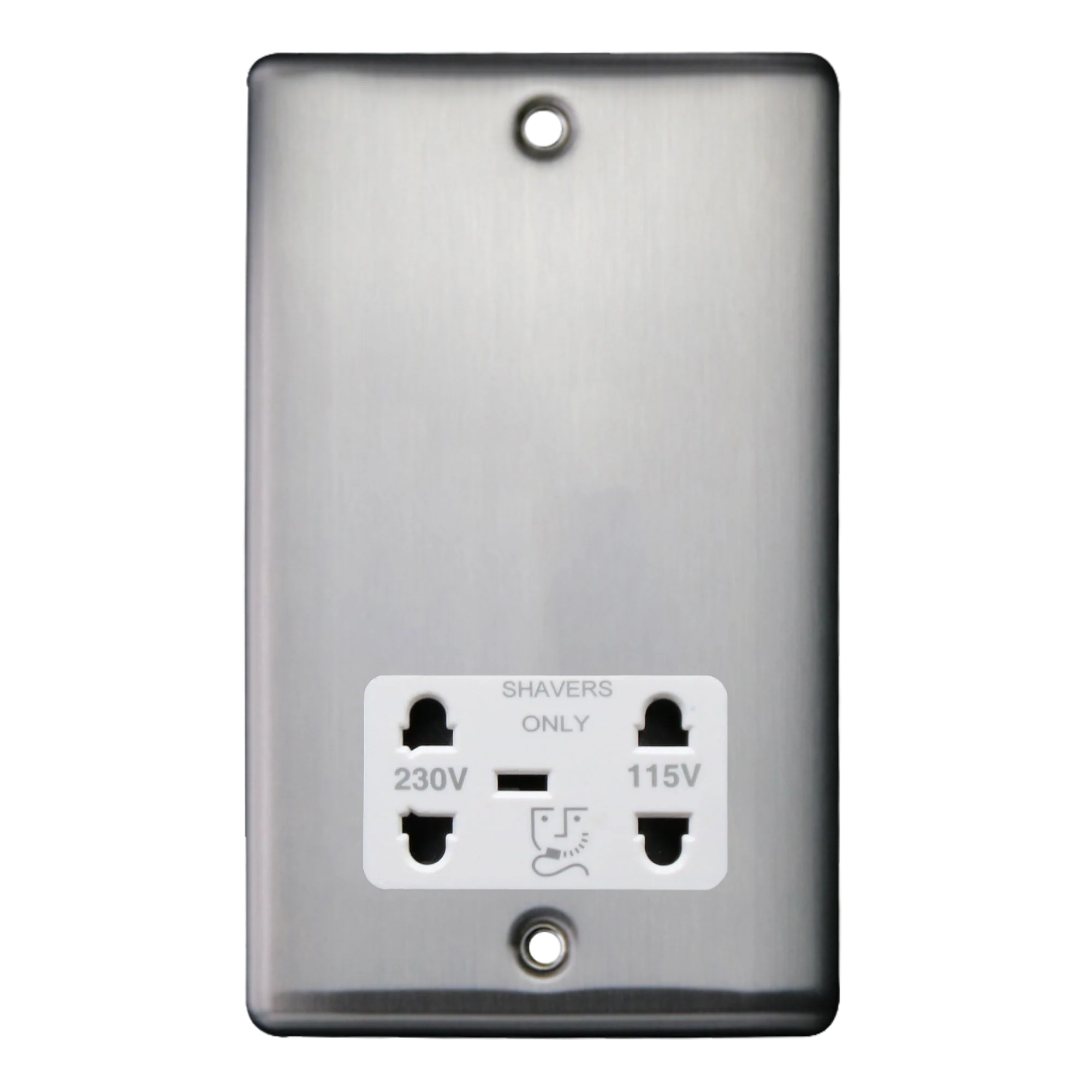 Caradok Shaver Socket Brushed Chrome White Insert