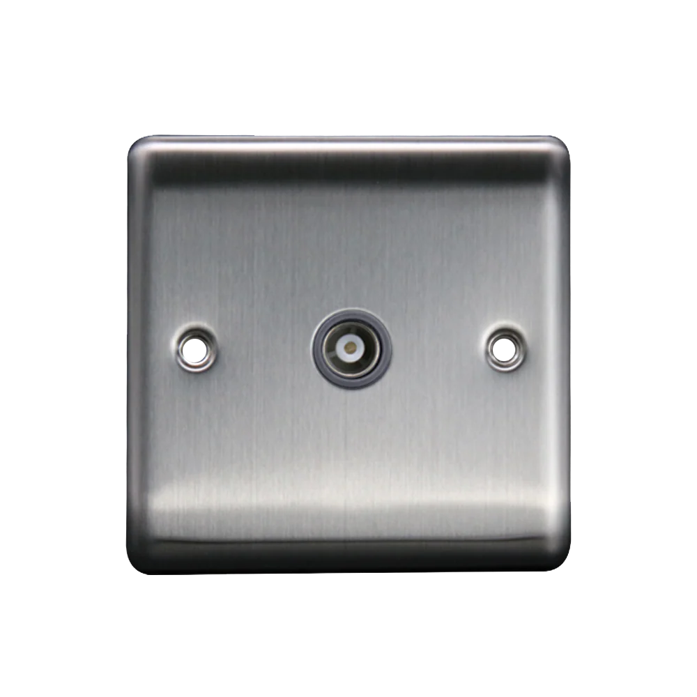 Caradok 1G Isolated Coax Socket Brushed Chrome Grey Insert