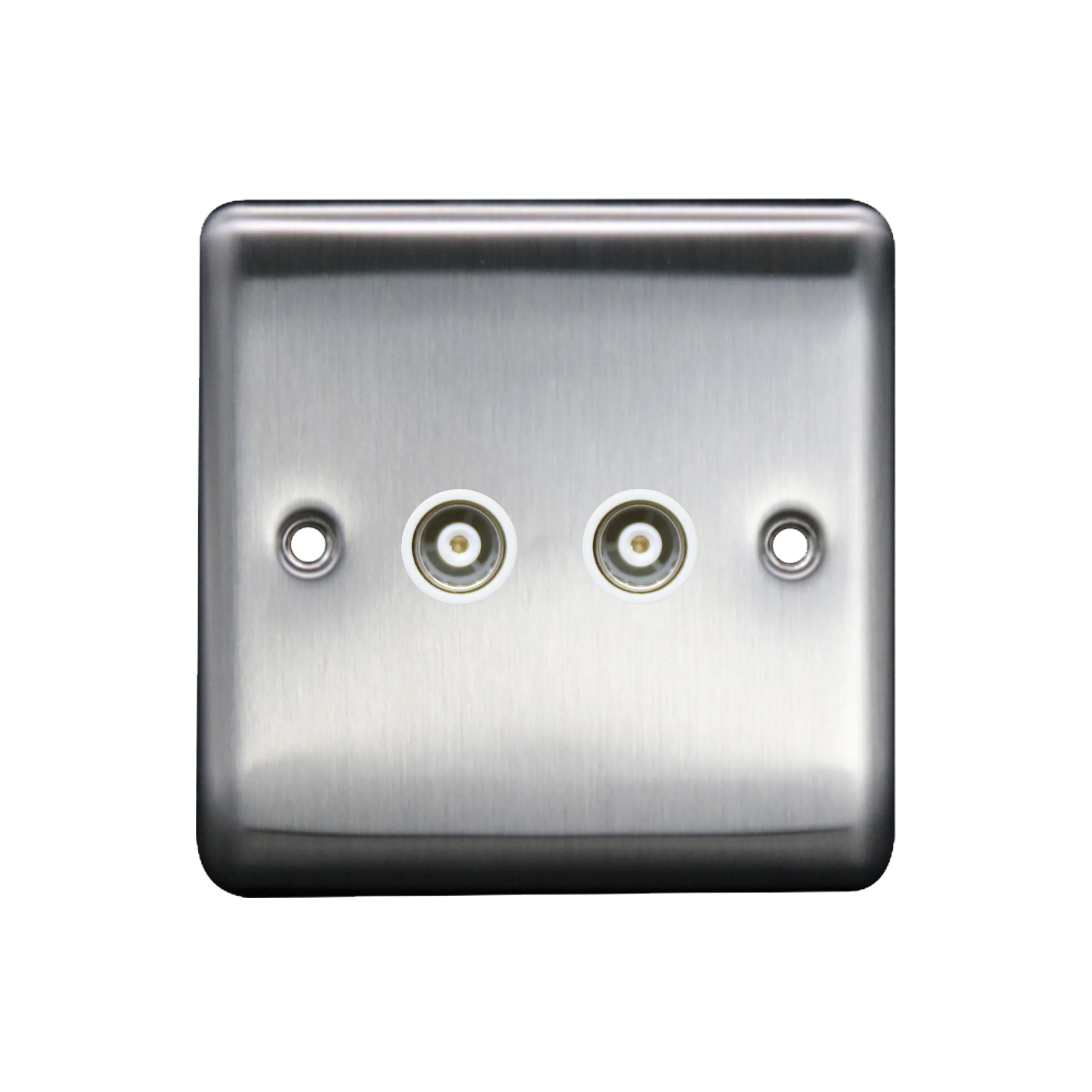 Caradok 1G Iso Coax Socket + 1 Branch Brushed Chrome White Insert