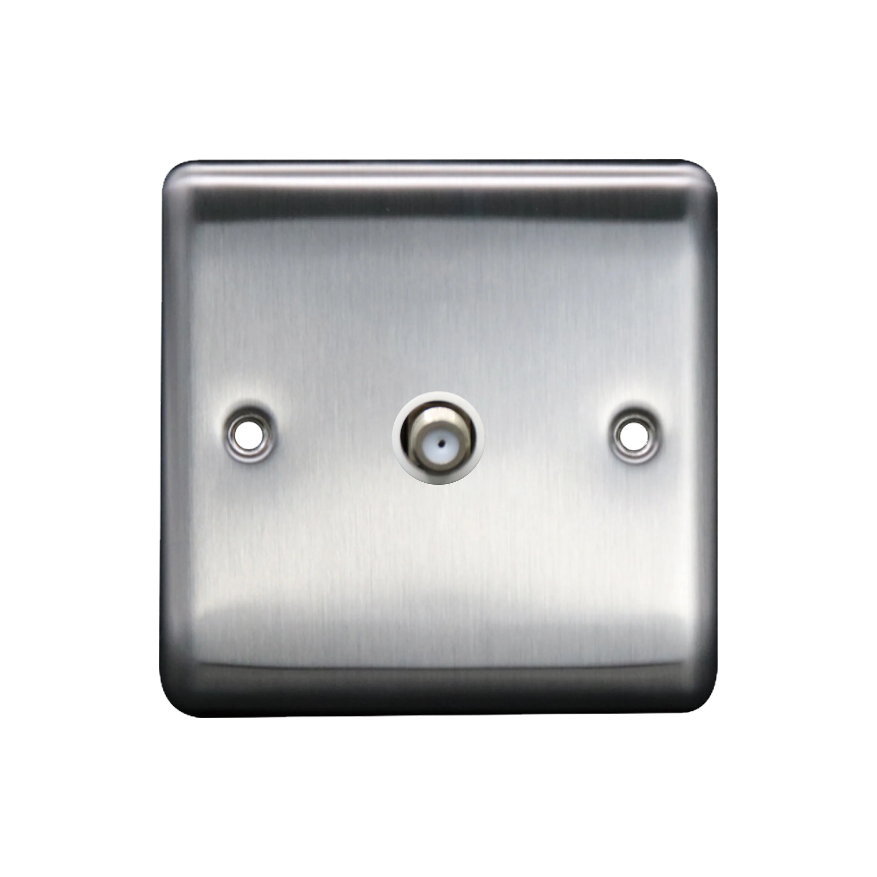 Caradok 1G Satellite Socket Brushed Chrome White Insert