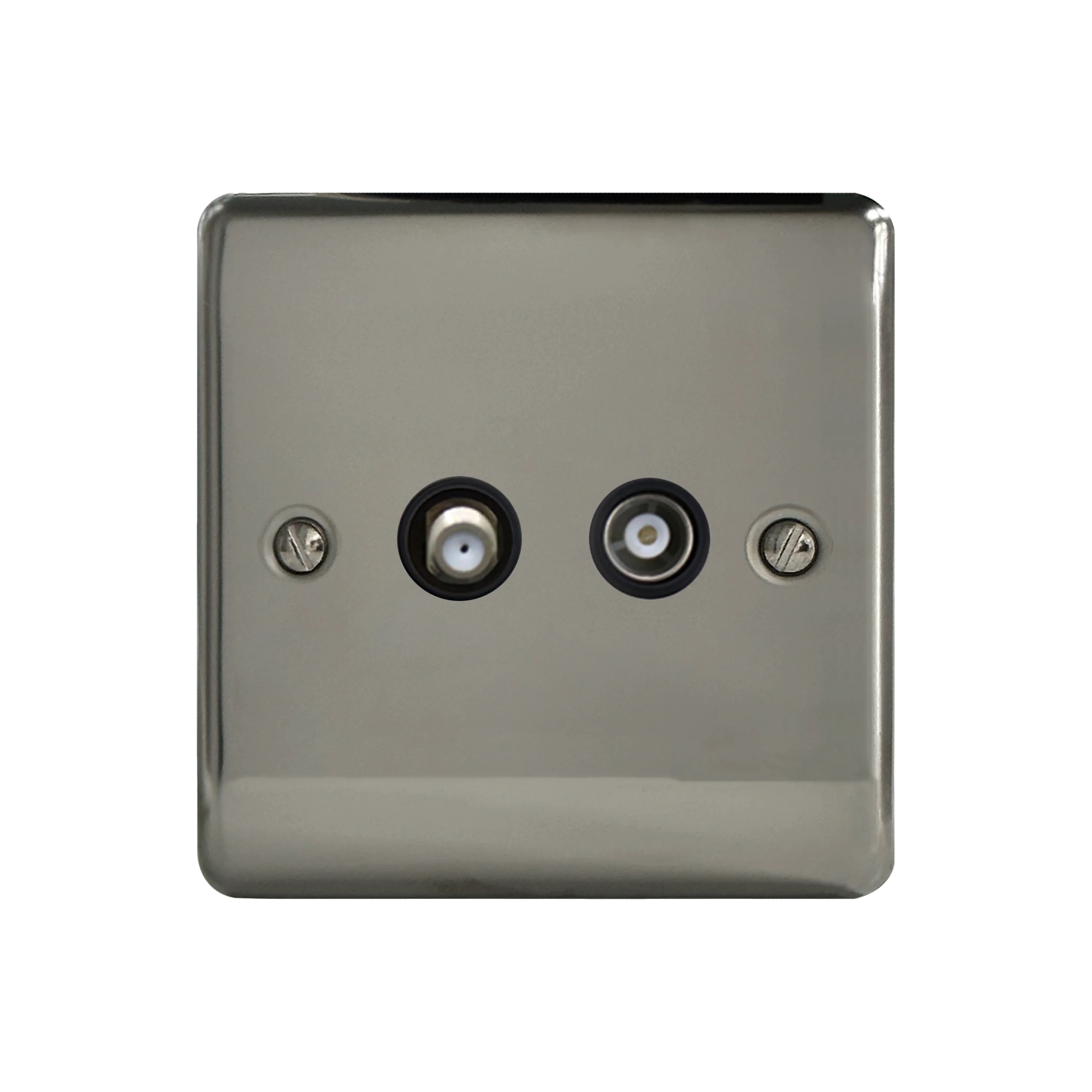 Caradok Satellite Socket + Coax Socket Black Nickel