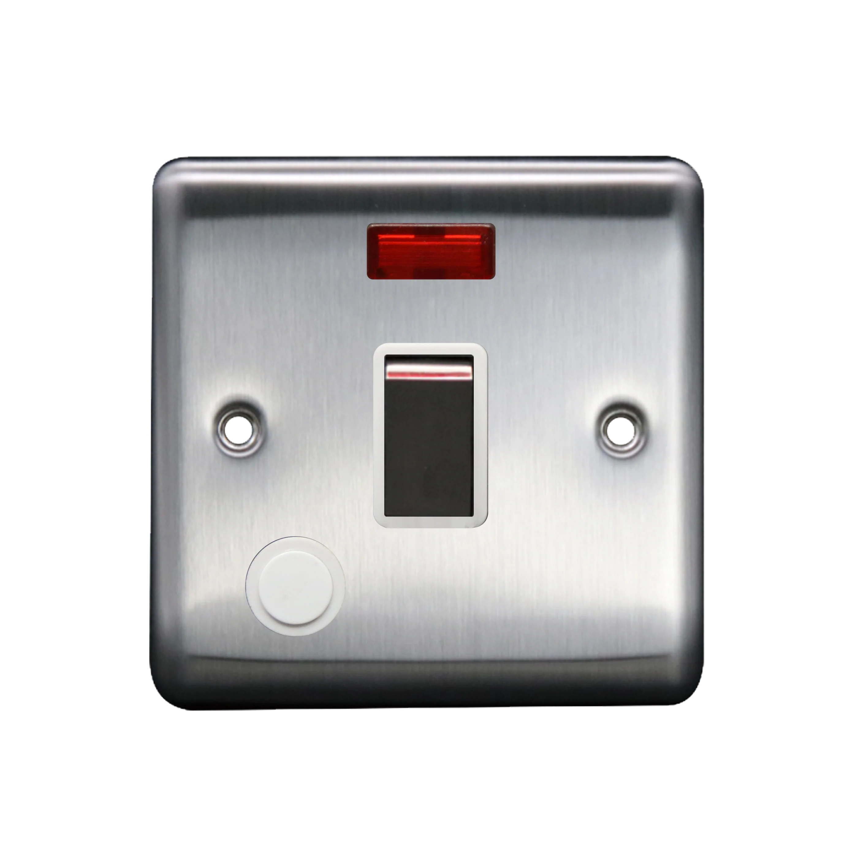Caradok 20A DP Switch c/w Neon + FO Brushed Chrome White Insert