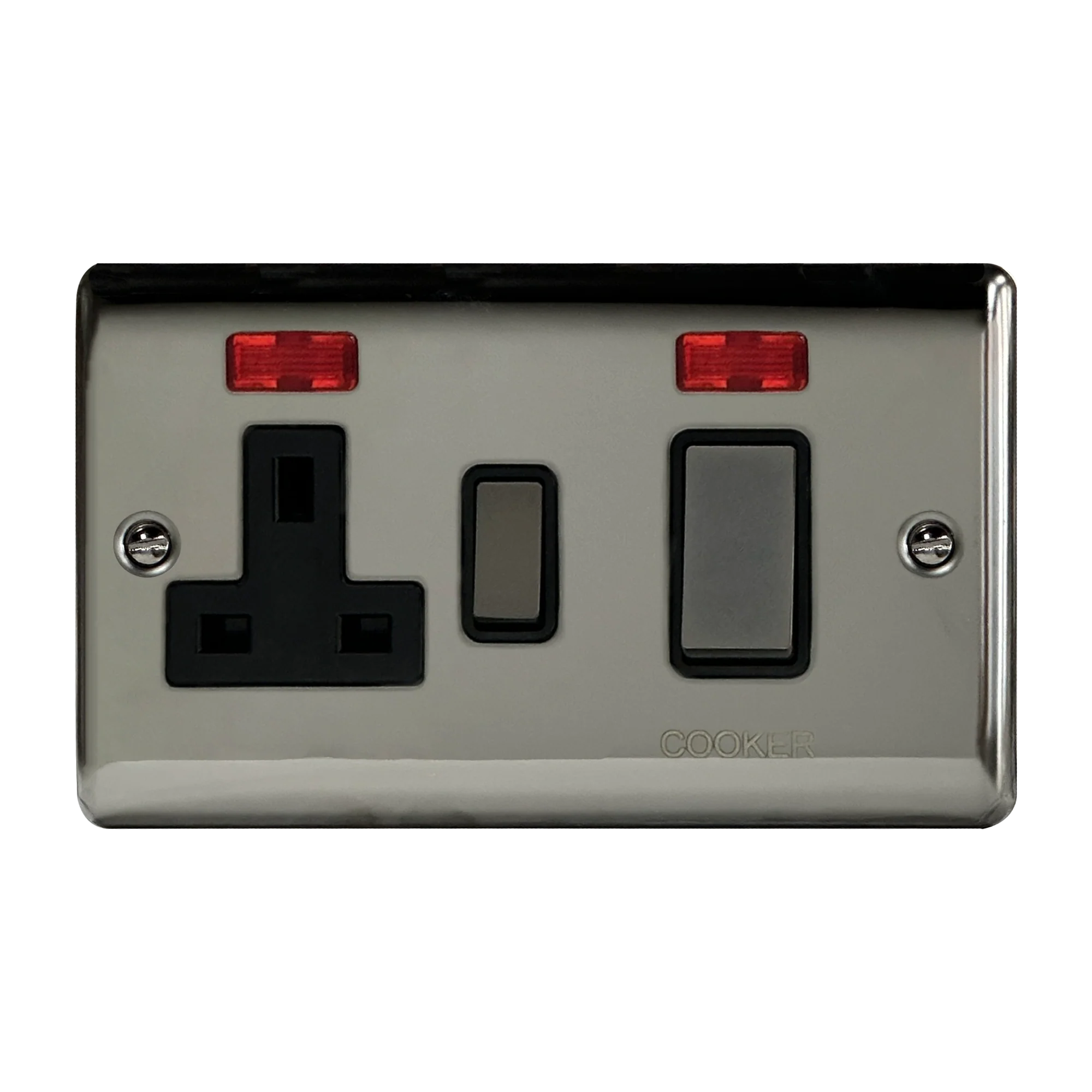 Caradok 45A DP Cooker Control Unit c/w Neon Black Nickel