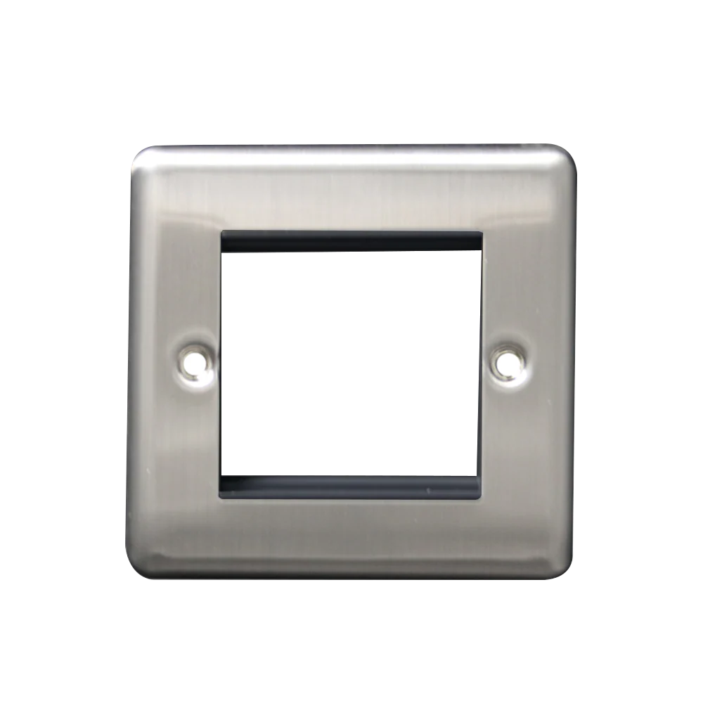 Caradok 1G 2 Module Data Plate Brushed Chrome Black Insert