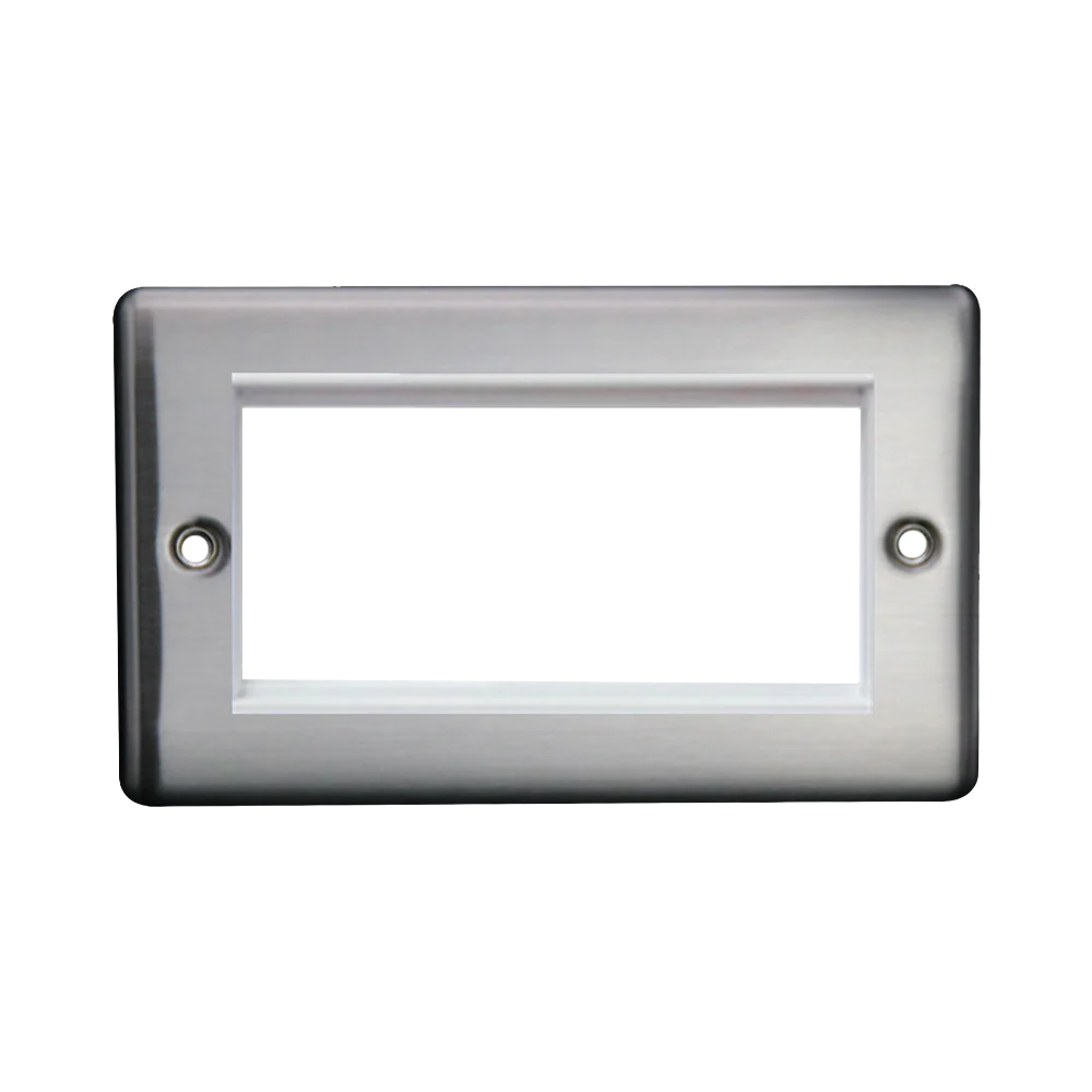 Caradok 2G 4 Module Data Plate Brushed Chrome White Insert