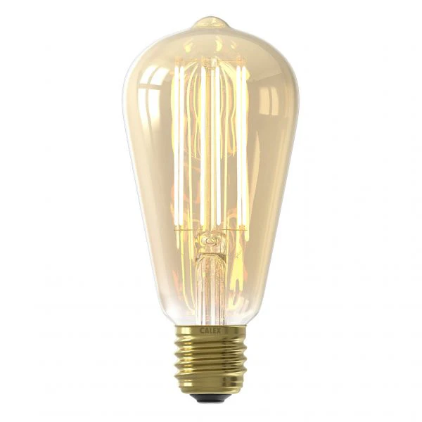 Calex 1101001800 LED Long Filament Lamp | Bulb | 3.5W | E27 | ST64 | Gold | Dimmable