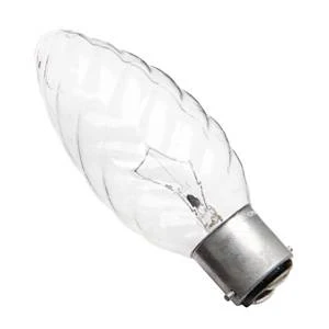 Candle 40w Ba22d/BC 240v GE Clear Twisted Decorative Light Bulb - 46mm - DISCONTINUED
