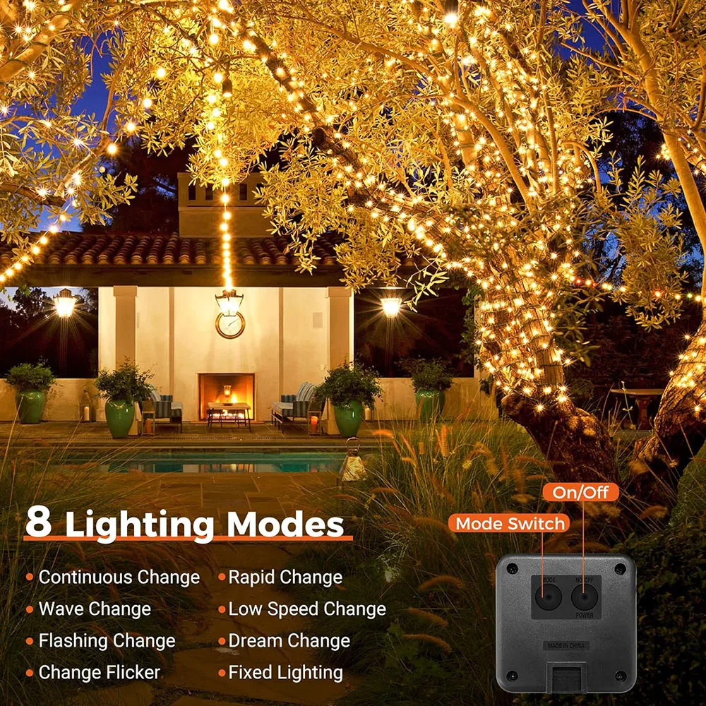 Caradok Solar String Lights Outdoor - 8 Lighting Modes - Extra Long Up to 30m with 300 LEDs - IP65 Waterproof Fairy Lights - Image 2