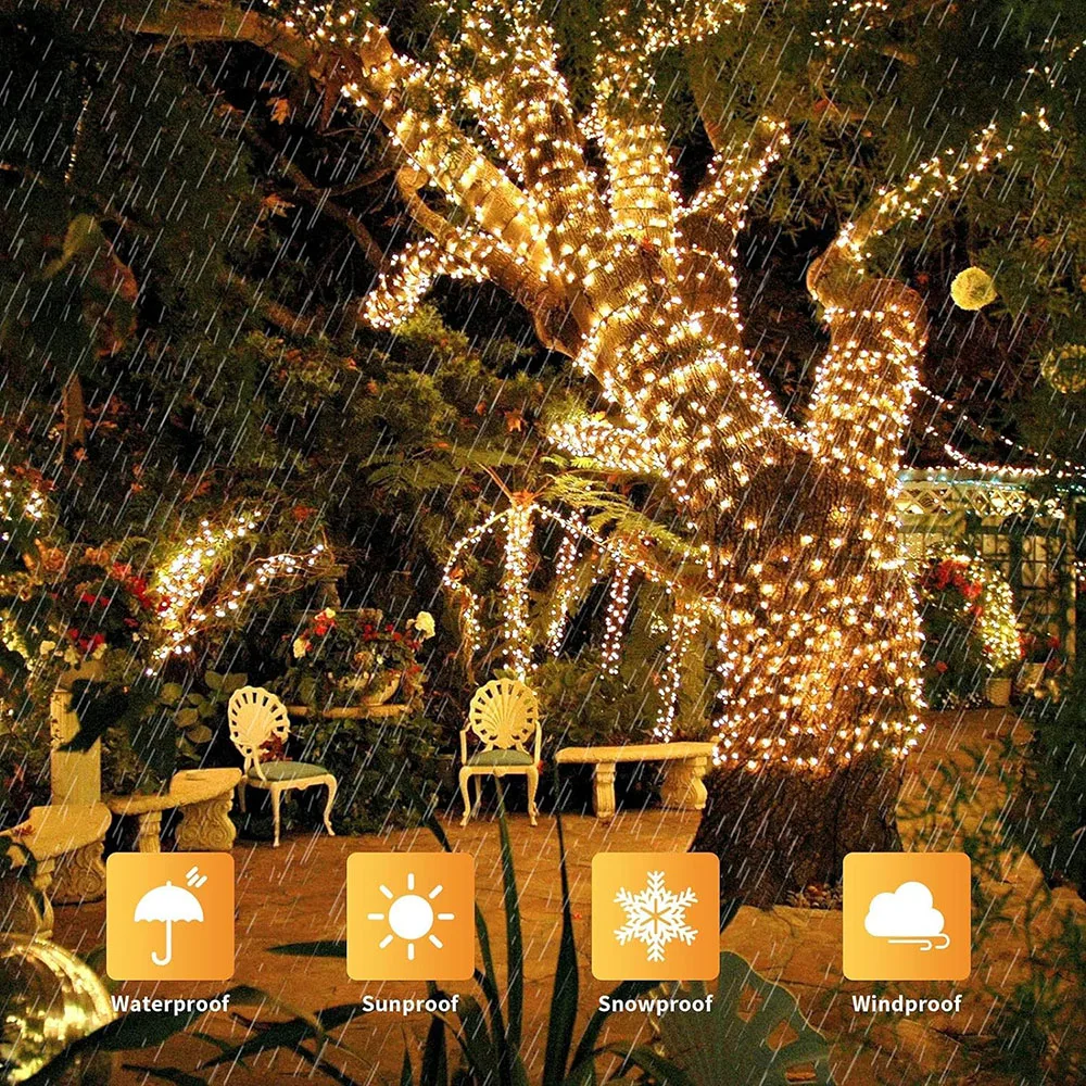 Caradok Solar String Lights Outdoor - 8 Lighting Modes - Extra Long Up to 30m with 300 LEDs - IP65 Waterproof Fairy Lights - Image 3