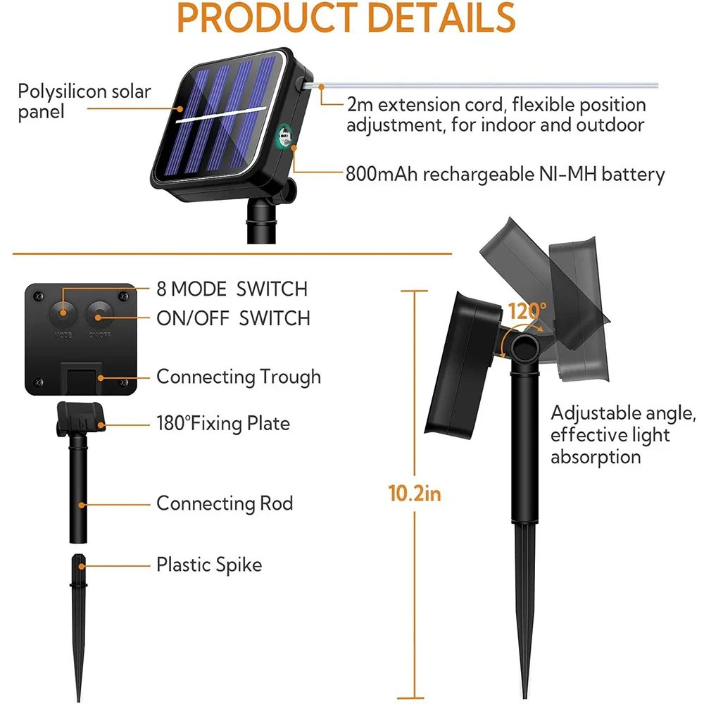 Caradok Solar String Lights Outdoor - 8 Lighting Modes - Extra Long Up to 30m with 300 LEDs - IP65 Waterproof Fairy Lights - Image 4
