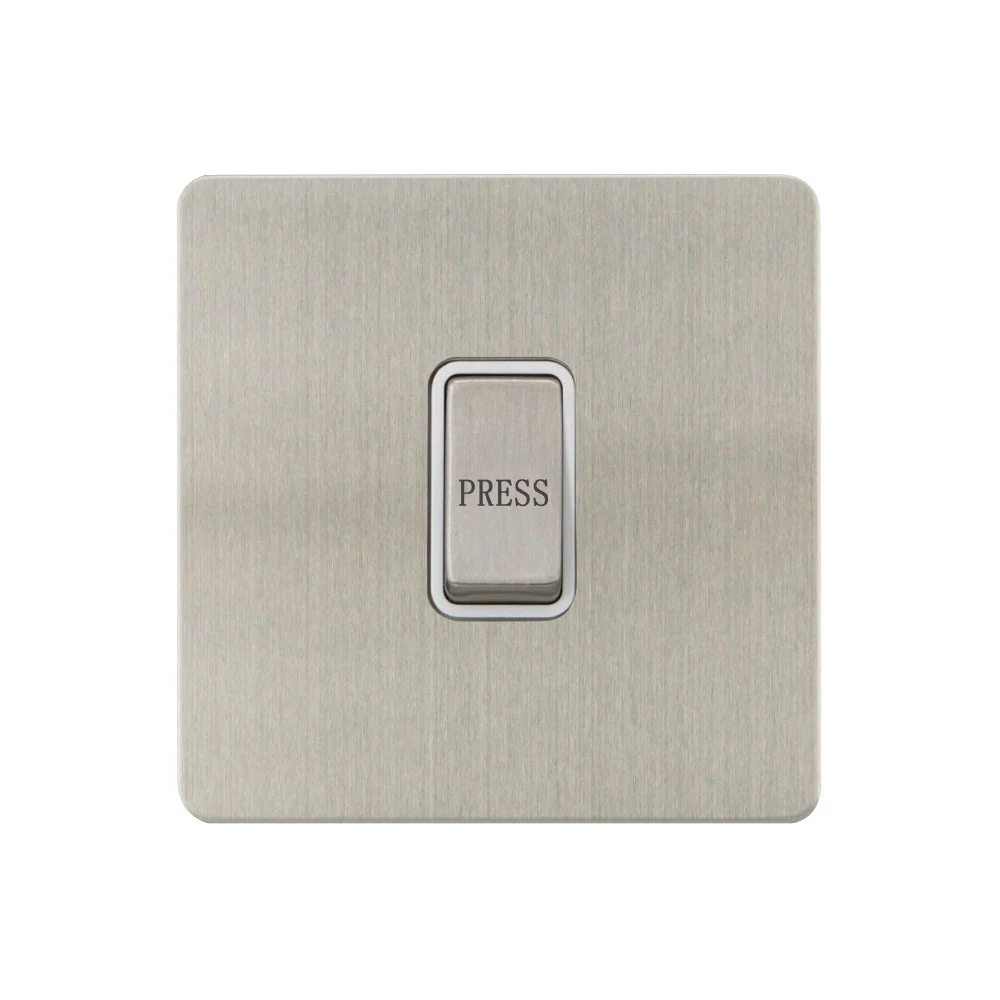 Caradok - The Ultra Flat - Brushed Chrome - FN023DMF - Retractive Switch Marked Press Brushed Chrome, White Insert
