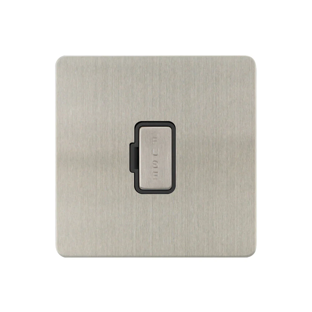Caradok - The Ultra Flat - Brushed Chrome - FN053DME - 13A Unswitched Spur Brushed Chrome, Black Insert