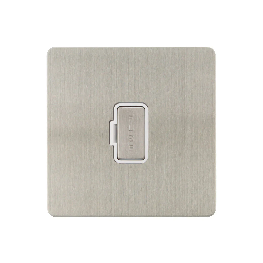 Caradok - The Ultra Flat - Brushed Chrome - FN053DMF - 13A Unswitched Spur Brushed Chrome, White Insert