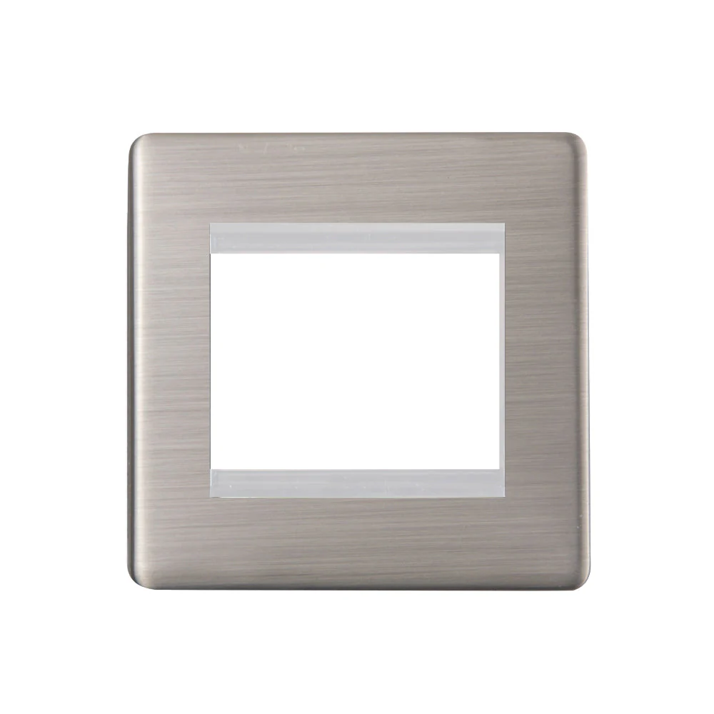 Caradok - The Ultra Flat - Brushed Chrome - FN222DMF - 2 Module Data Plate Brushed Chrome, White Insert