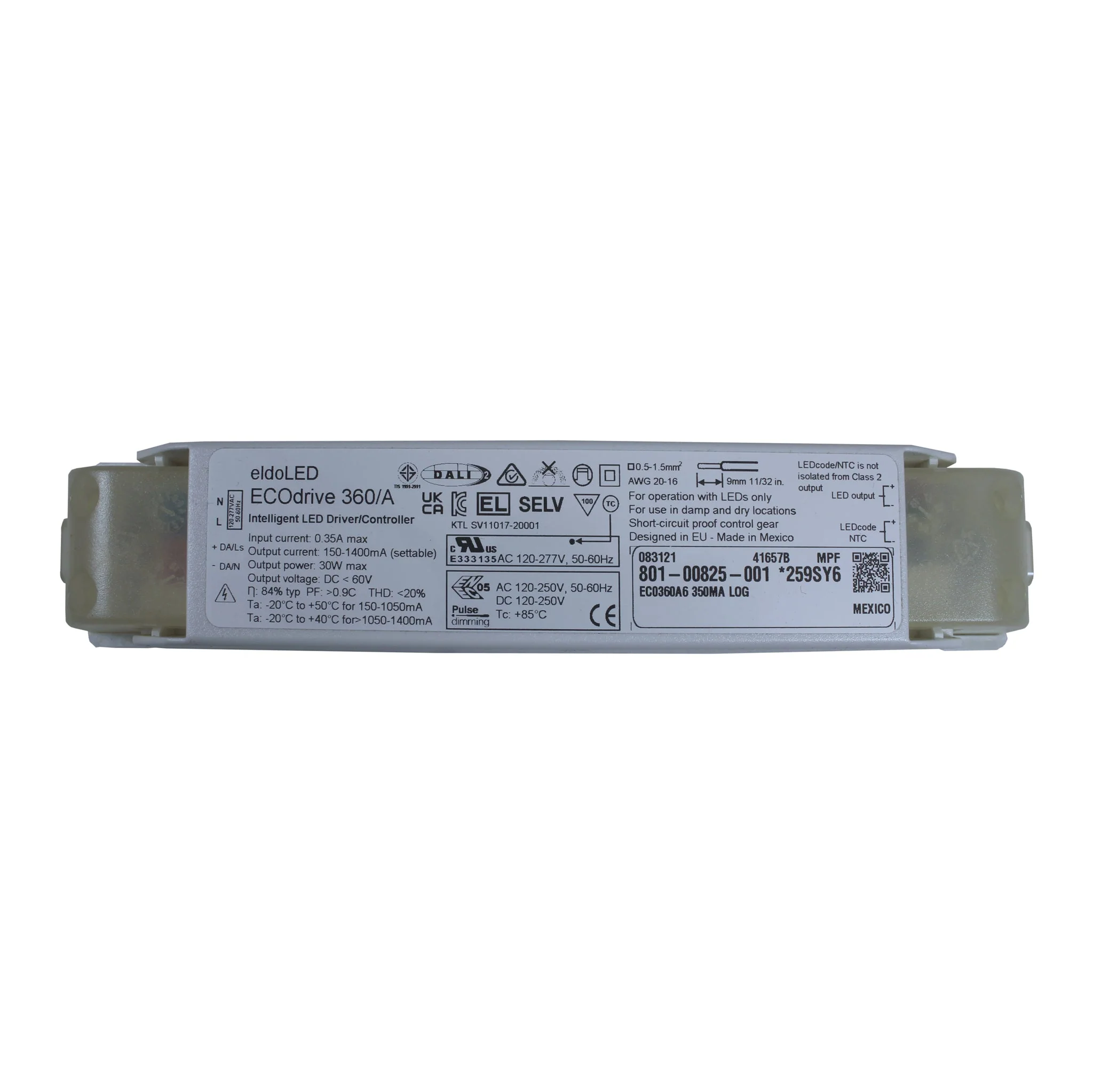 eldoLED ECOdrive 360/A6 - 30w DALI dimmable constant current LED driver