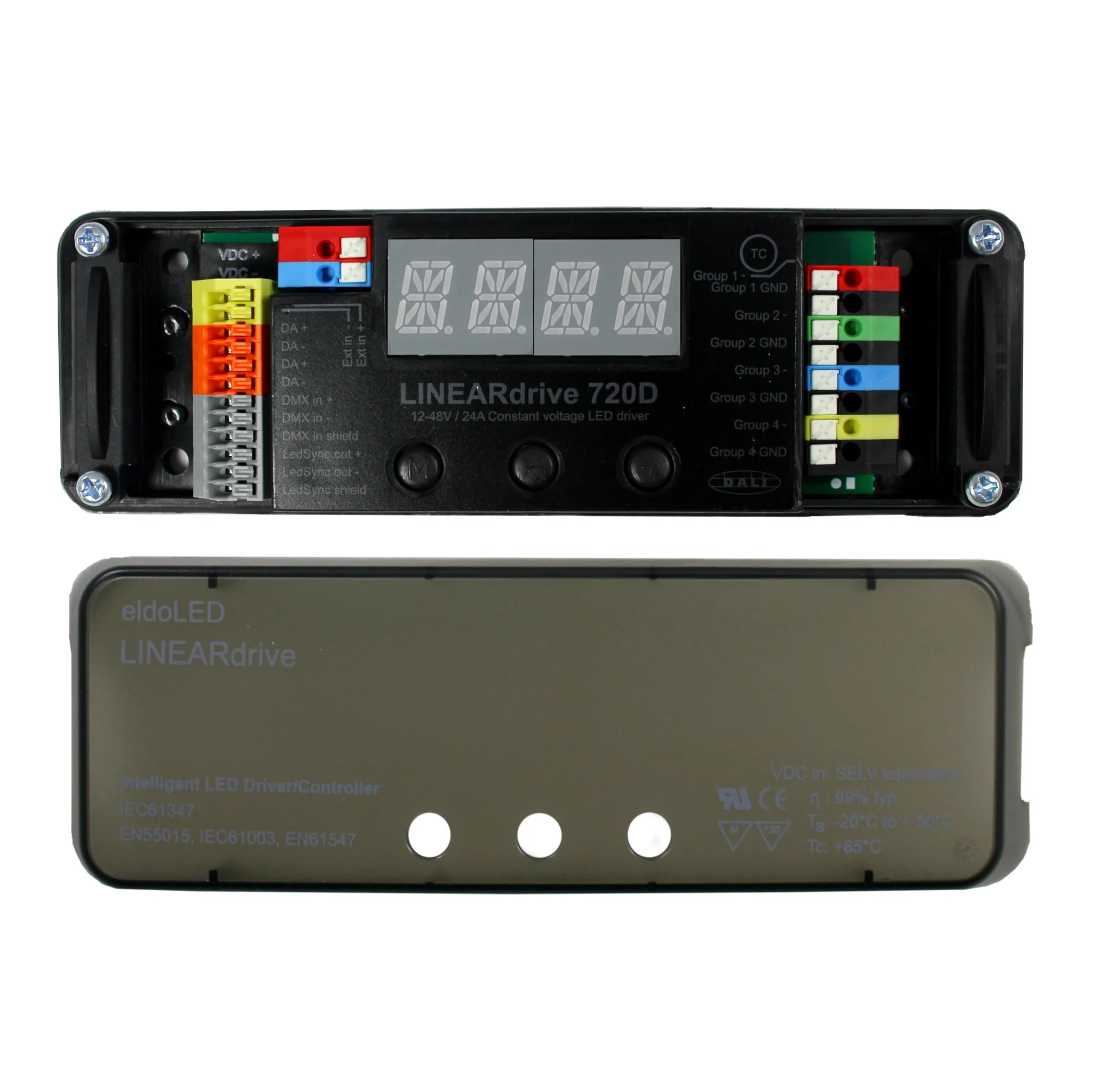 eldoLED LINEARdrive 720D – 4 x 6A (12v/24v/48v) DMX/ DALI dimmable constant voltage LED driver - Image 3