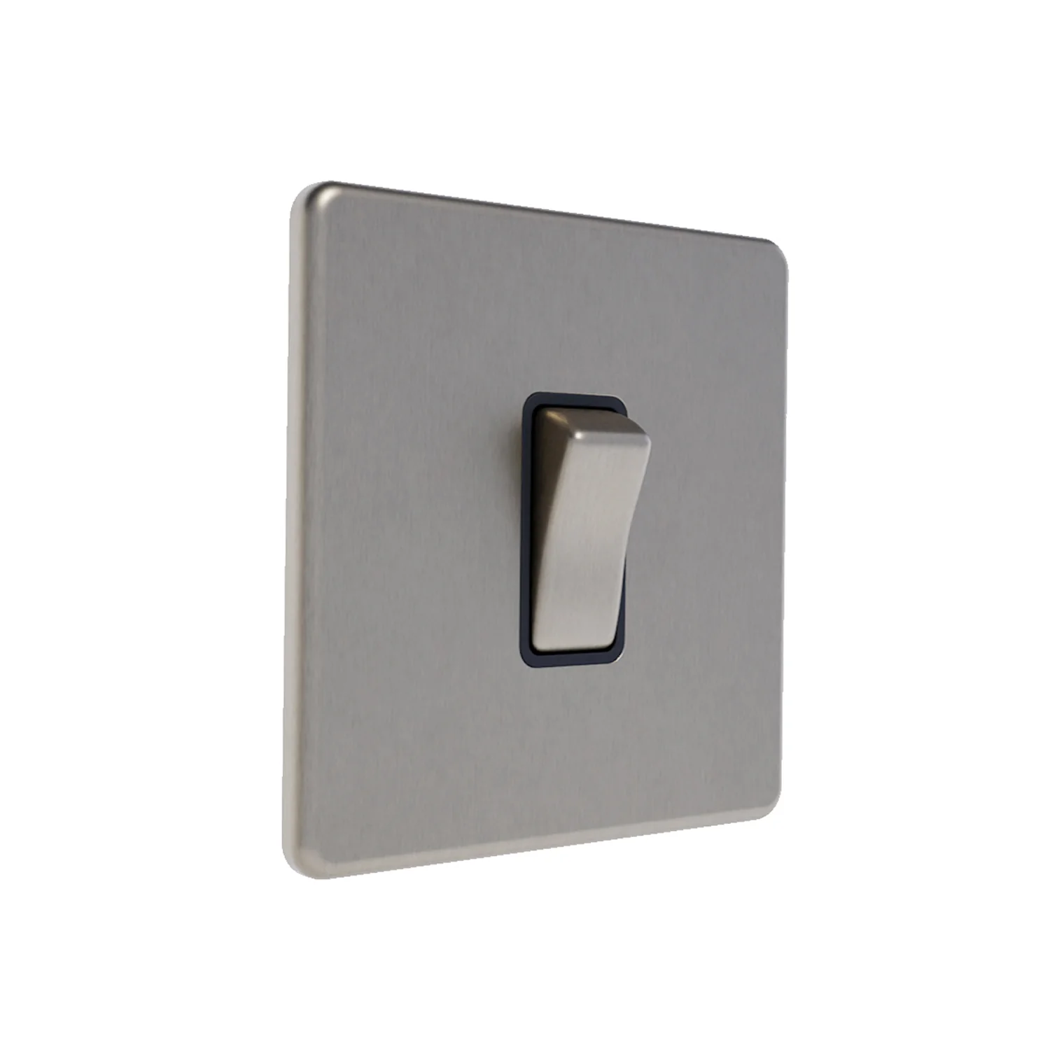 Caradok 1G 2Way 10A Switch Brushed Chrome with Black Inserts