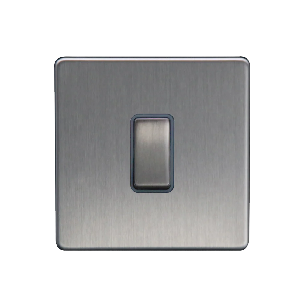 Caradok 10A Retractive Switch Brushed Chrome Grey Insert