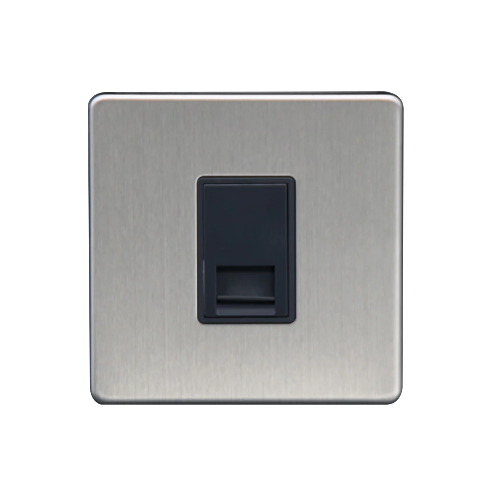 Caradok 1G Master Telephone Socket Brushed Chrome