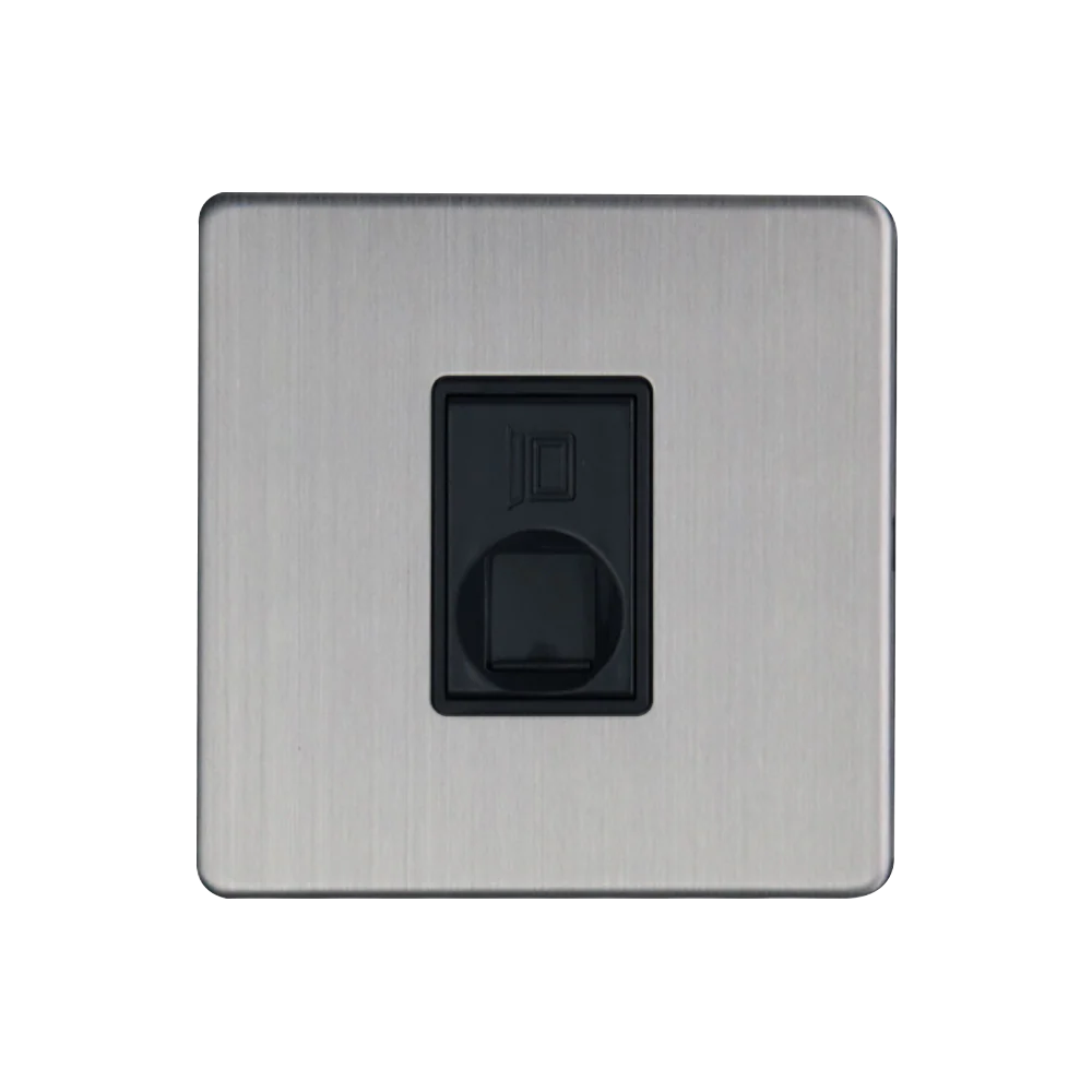Caradok 1G RJ45 Cat5 Socket Brushed Chrome