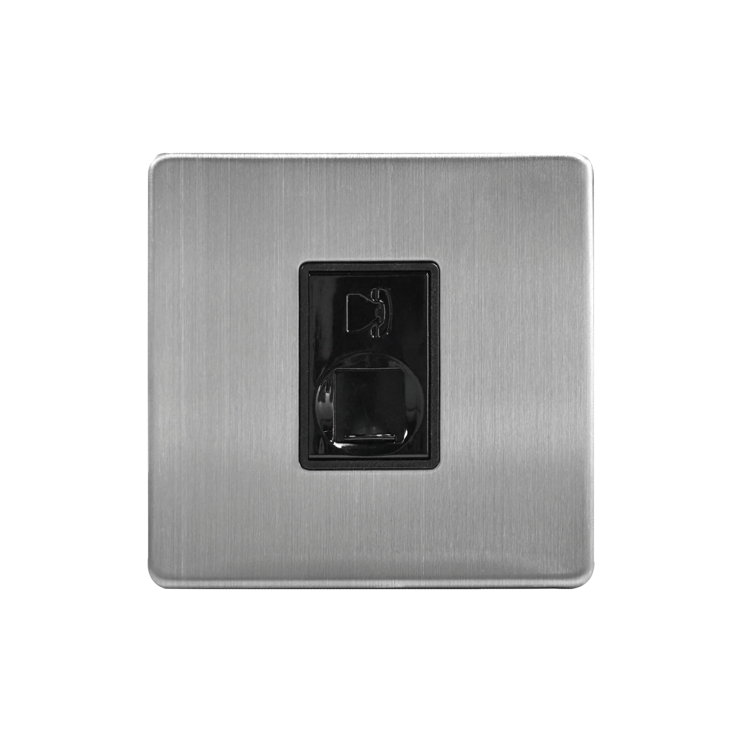 Caradok 1G RJ11 Telephone Point Brushed Chrome