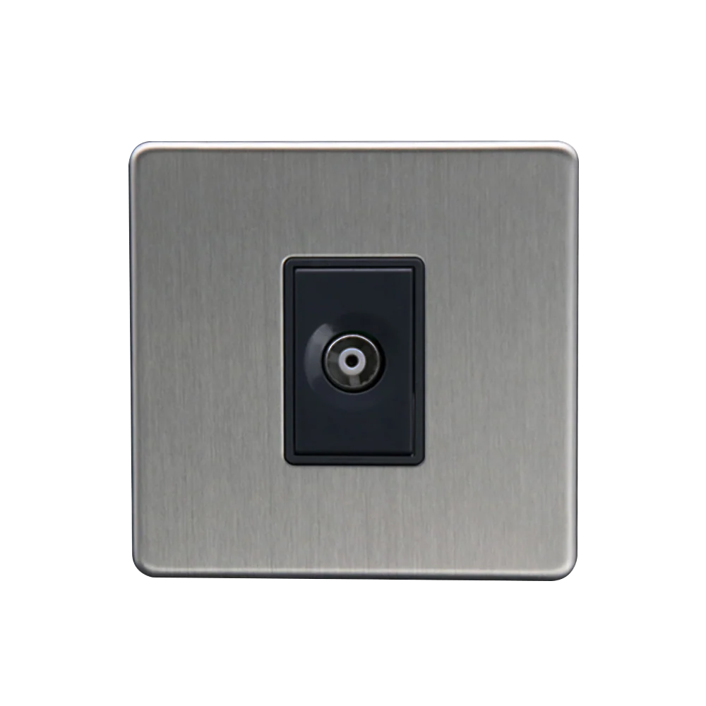 Caradok 1G Coax Socket Brushed Chrome