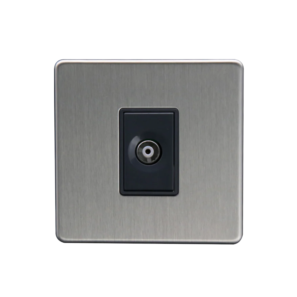 Caradok 1G Isolated Coax Socket + 1 Branch Brushed Chrome