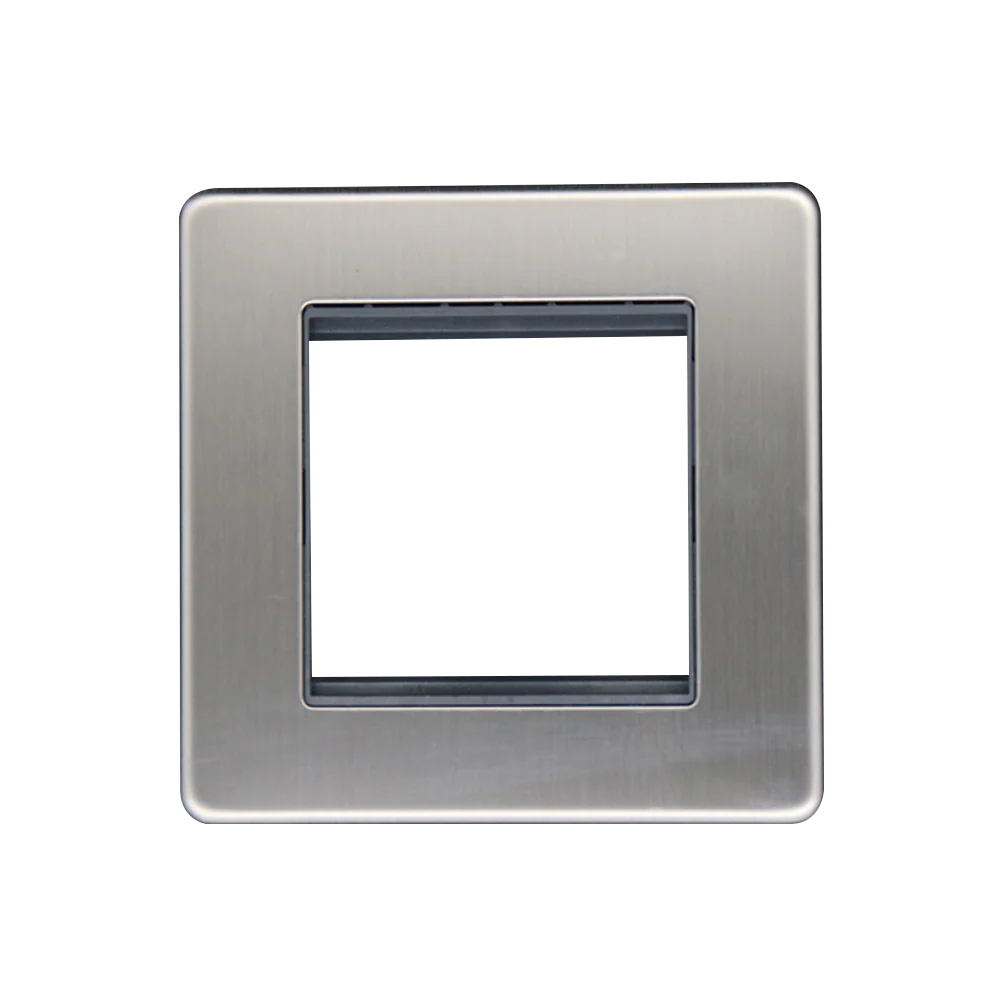 Caradok 1G 2 Module Data Plate Brushed Chrome Grey Insert