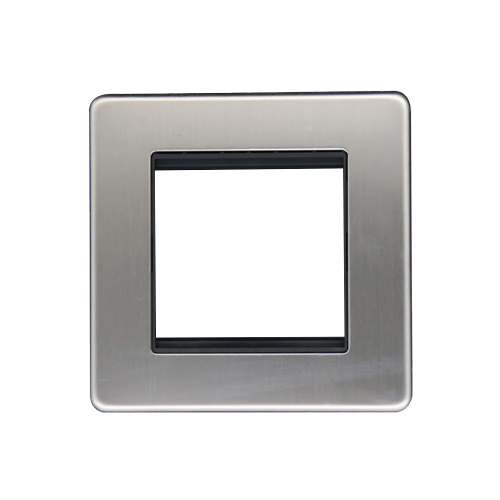 Caradok 1G 2 Module Data Plate Brushed Chrome - Black Insert