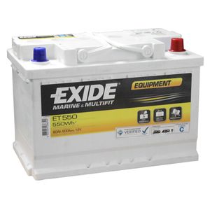EXIDE ET550 MARINE LEISURE MULTIFIT EQUIPMENT BATTERY 12V 80A