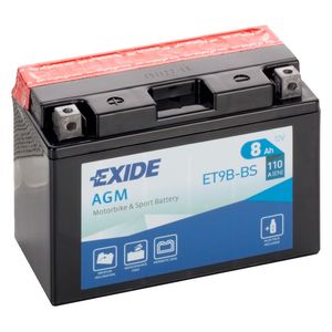 EXIDE ET9B-BS 12V AGM MOTORCYCLE BATTERY YT9B-BS