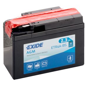 Exide ETR4A-BS 12V AGM MOTORCYCLE BATTERY YTR4A-BS