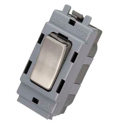 BG Nexus GBS12 Grid Brushed Steel 20AX 2 Way Single Pole Switch Module - DISCONTINUED