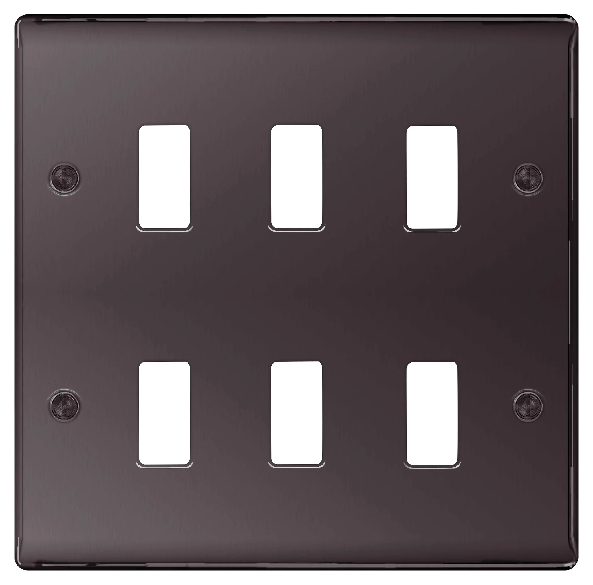 BG Nexus GNBN6 Grid Black Nickel 6 Gang Front Plate - DISCONTINUED