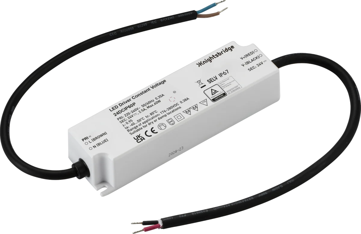 Knightsbridge 24DCIP60P 24V IP67 60W DC LED Driver - Constant Voltage