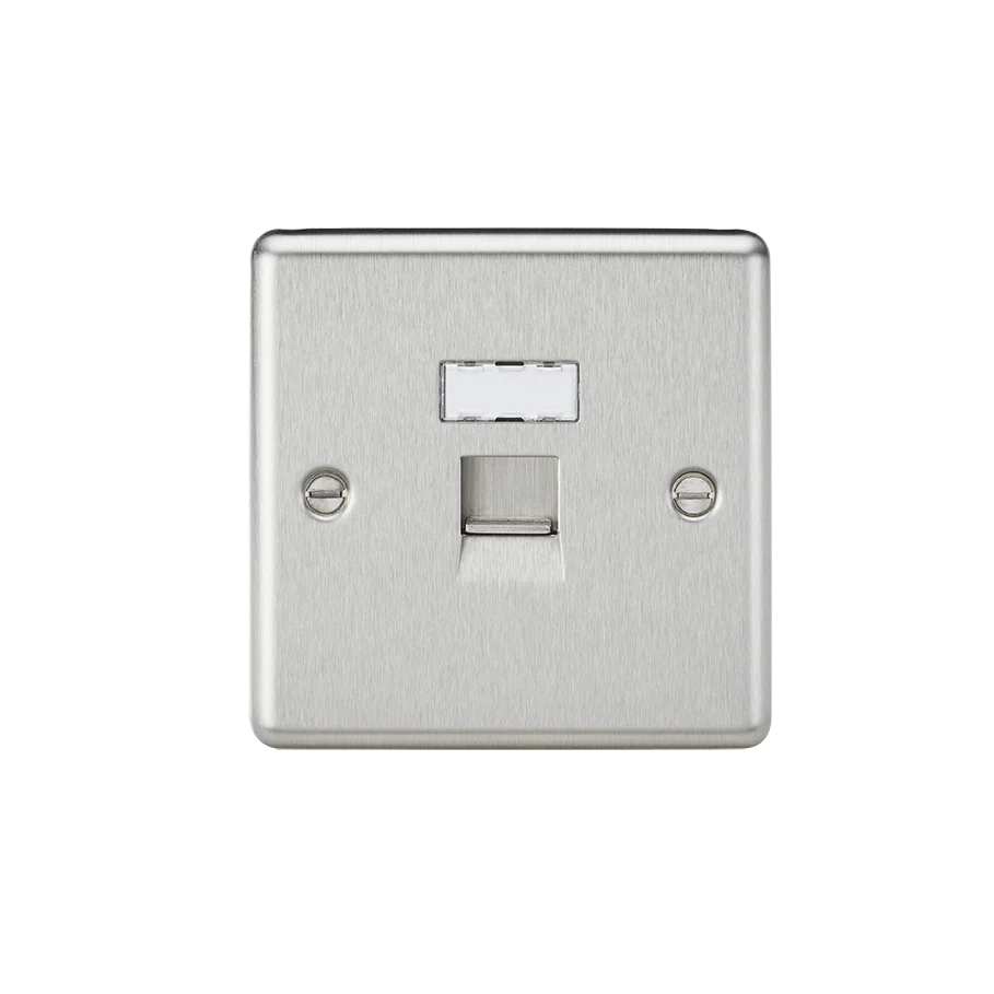 Knightsbridge CLC6BC RJ45 Network Outlet - Rounded Edge Brushed Chrome