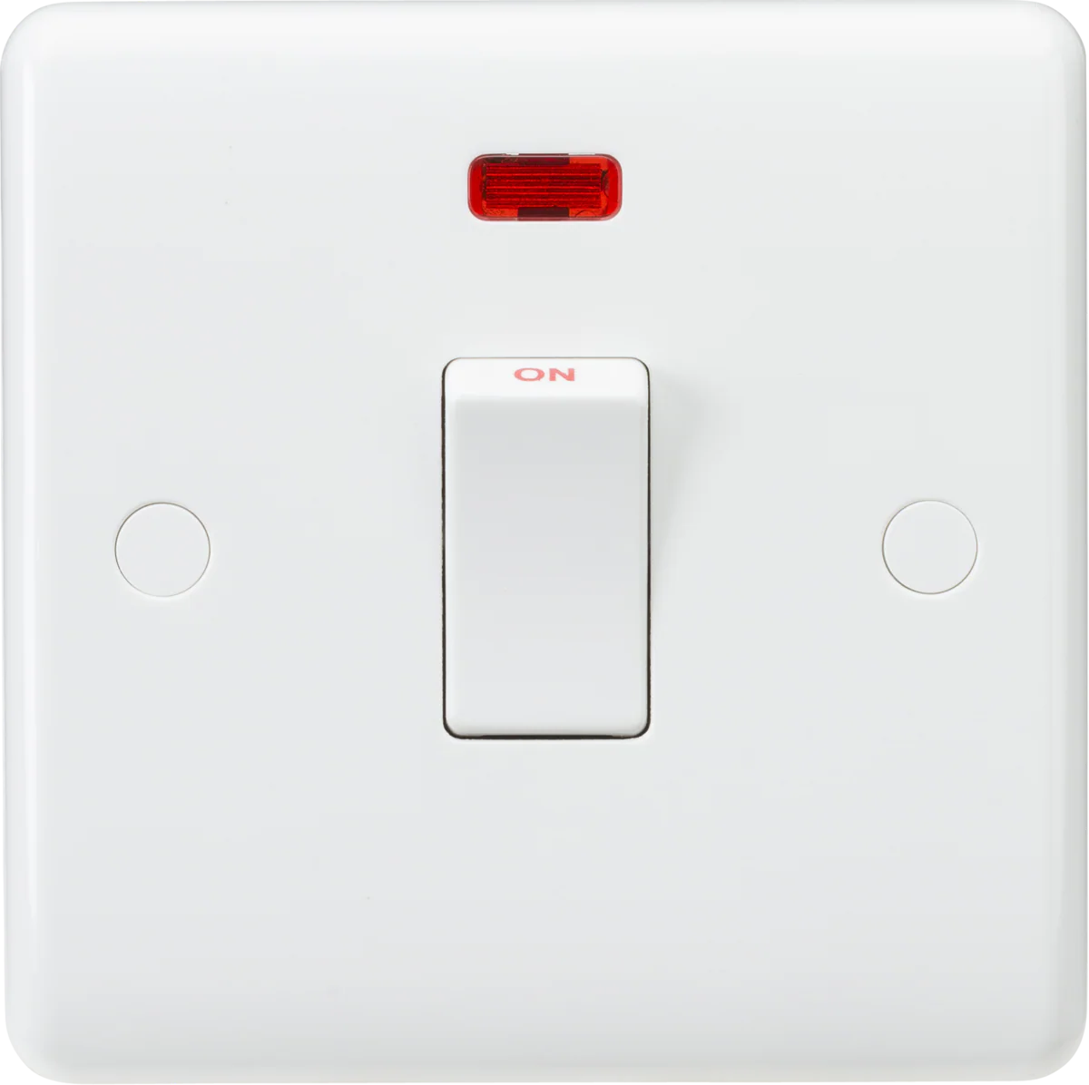 Knightsbridge CU8341NF White Curved edge 20A Double Pole Switch With Indicator and Flex Outlet