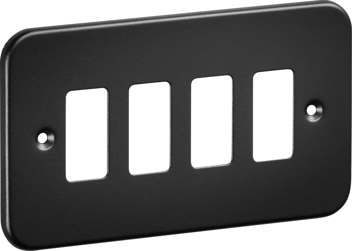 Knightsbridge GDFP004TB 4G Metalclad Grid Faceplate - Textured Sand Black Finish