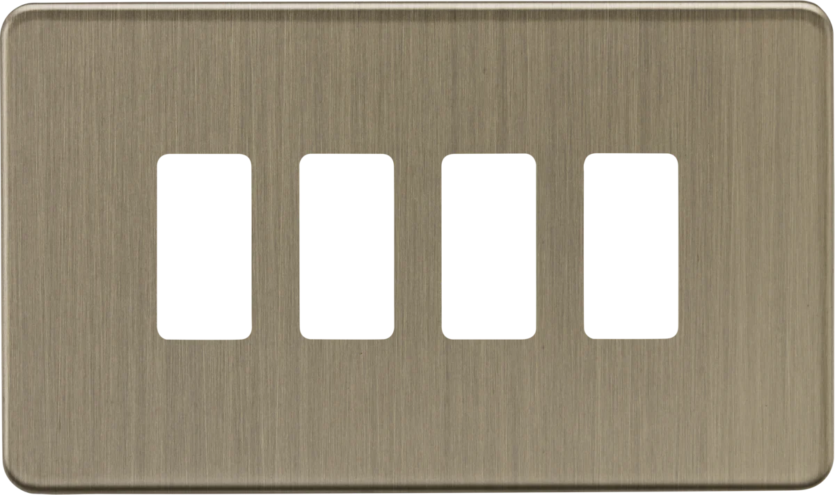 Knightsbridge GDSF004AB 4G Grid Faceplate - Antique Brass
